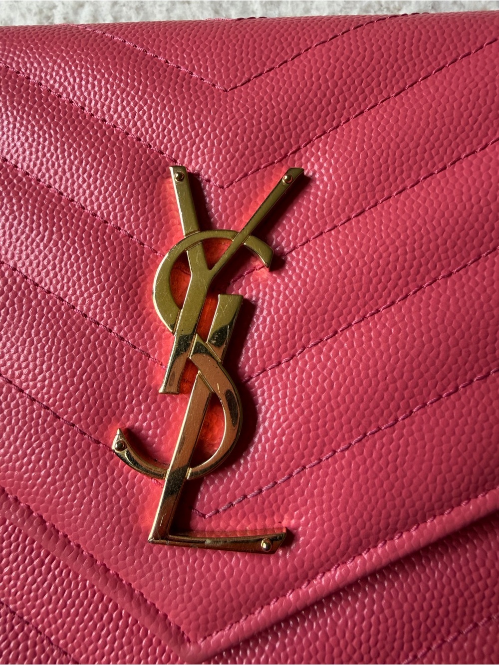 Saint Laurent Pink Cassandre Wallet on Chain Envelope Crossbody - Picture 2 of 16
